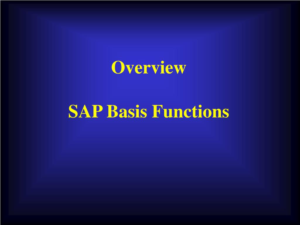 basic sap functions